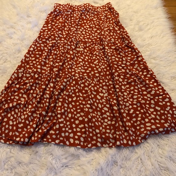 COPY - COPY - (Rust red)  Elastic High Waist Midi Skirt - Picture 4 of 7